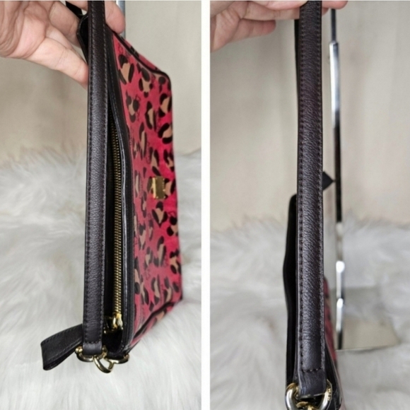 🔹️MCM🔹️ Etui Leopard Print Red and Black Pochette Handbag (Rare) - Picture 6 of 8